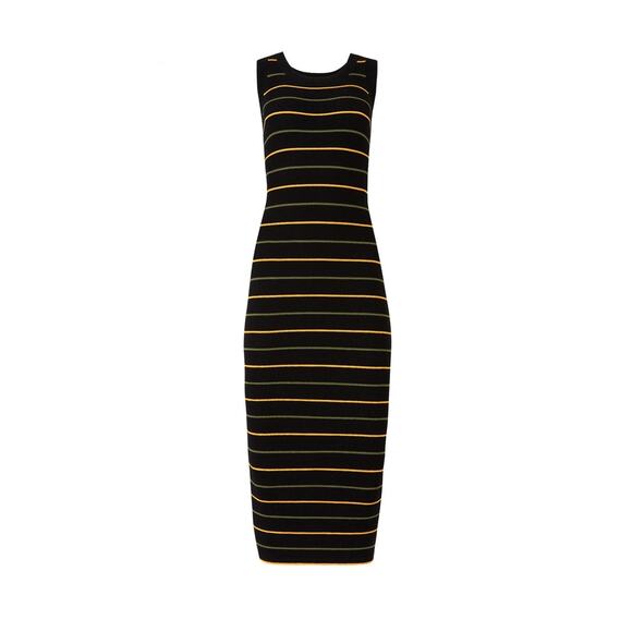 A.L.C Bodycon sleeveless Striped Shane Dress black knit midi dress size M - Picture 3 of 11